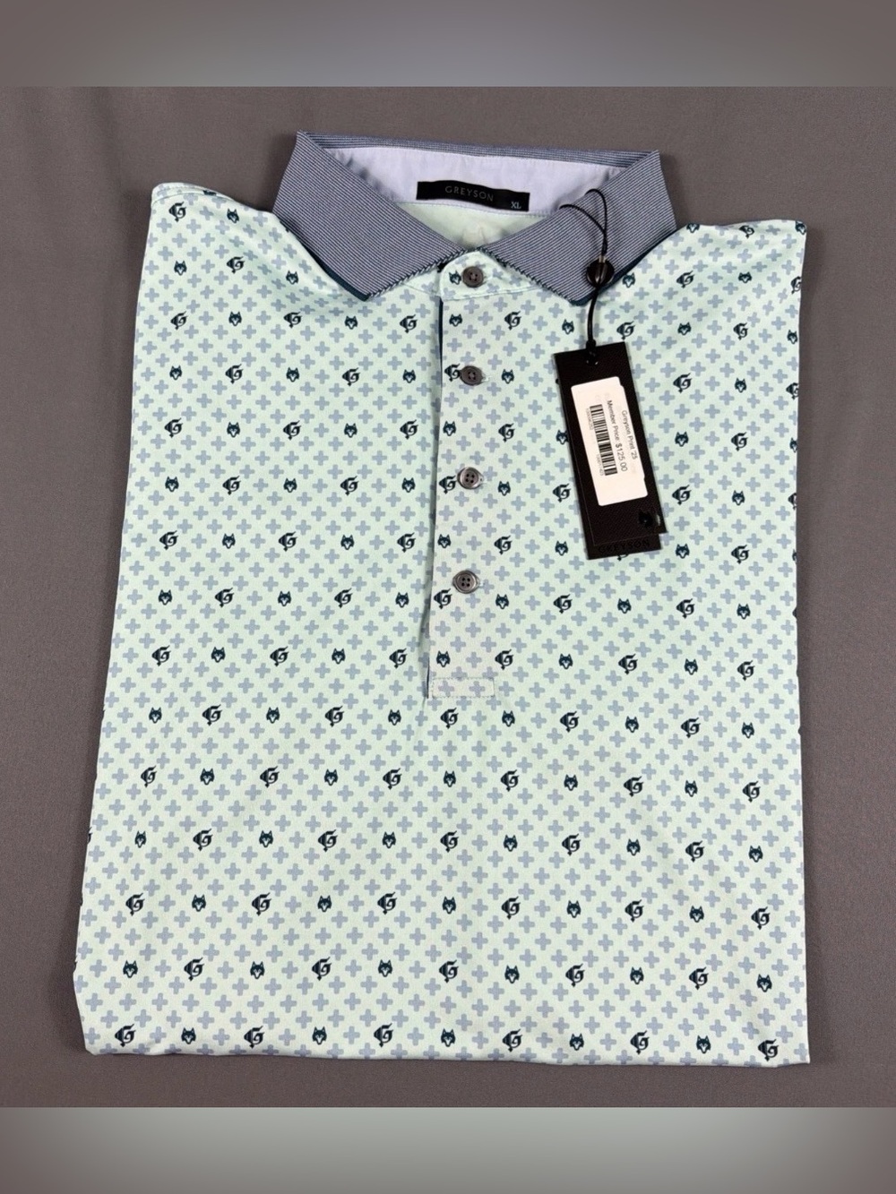 Greyson Golf Shirt Polo Sleeve Logo Pack Mentality Print XL Aurora NWT $118